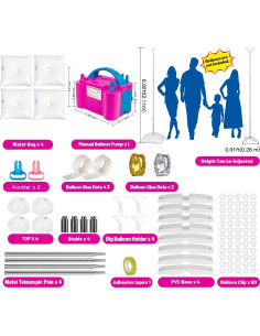 Kit de Soporte de Columna de Globo Toosci con Bomba Eléctrica 2