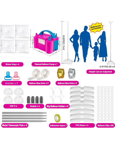 Kit de Soporte de Columna de Globo Toosci con Bomba Eléctrica