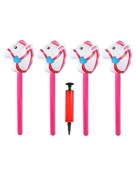 4 Palos Inflables de Caballo Rosa con Bomba TOSAMZOO 94 cm