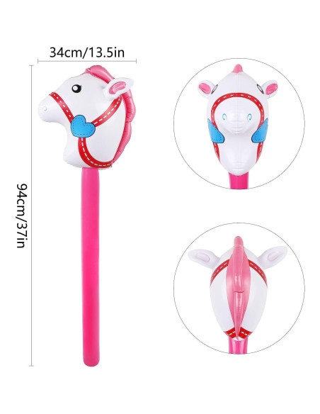 4 Palos Inflables de Caballo Rosa con Bomba TOSAMZOO 94 cm