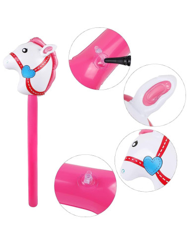 4 Palos Inflables de Caballo Rosa con Bomba TOSAMZOO 94 cm