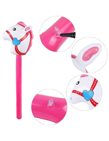 4 Palos Inflables de Caballo Rosa con Bomba TOSAMZOO 94 cm