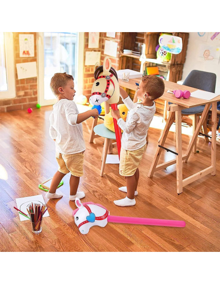 4 Palos Inflables de Caballo Rosa con Bomba TOSAMZOO 94 cm