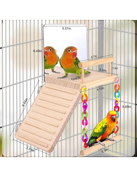 Plataforma de Juguetes para Aves Kyouki con Escalera y Espejo
