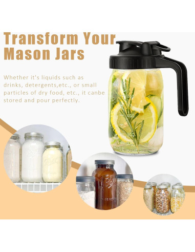 Tapa de vertedor FyndraX para frascos Mason de boca ancha - 2 unidades