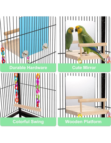 Plataforma de Juguetes para Aves Kyouki con Escalera y Espejo
