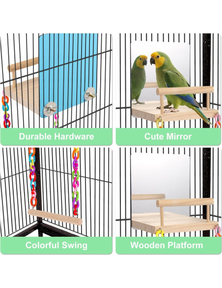 Plataforma de Juguetes para Aves Kyouki con Escalera y Espejo