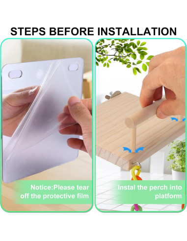 Plataforma de Juguetes para Aves Kyouki con Escalera y Espejo
