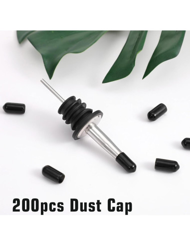 200 Tapas de Vertedor de PVC Negro para Botellas - Sorcristy