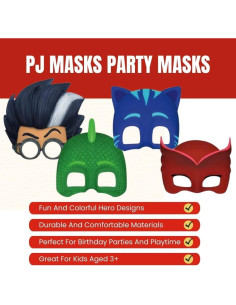 Máscaras de Fiesta PJ Masks - 8 Colores Asortidos - Unisex 2