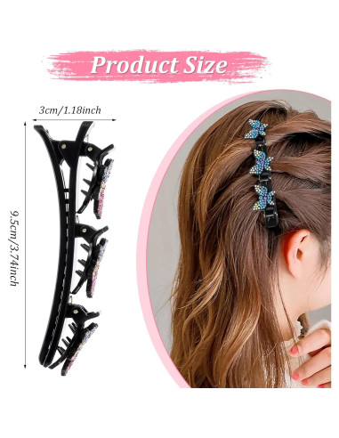 6 Clips de Mariposa HJZHII para Peinar Cabello Negro