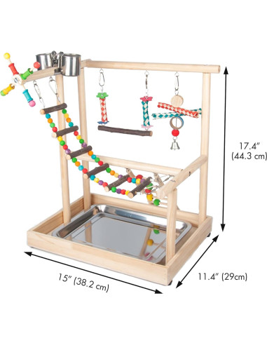 Parque para Aves Wondwo con Juguetes y Comedero 38x29x45cm