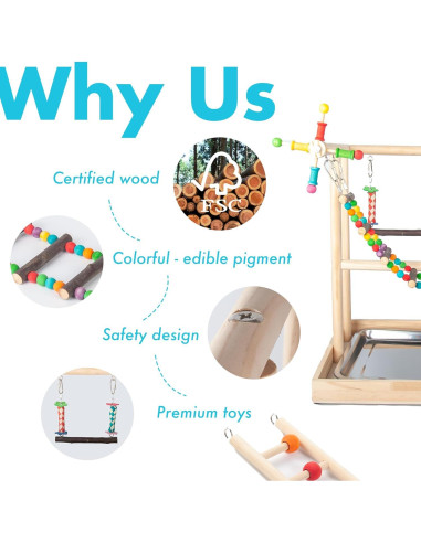 Parque para Aves Wondwo con Juguetes y Comedero 38x29x45cm