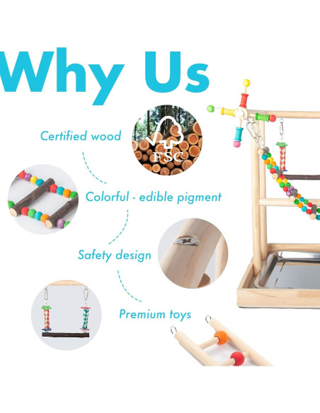 Parque para Aves Wondwo con Juguetes y Comedero 38x29x45cm