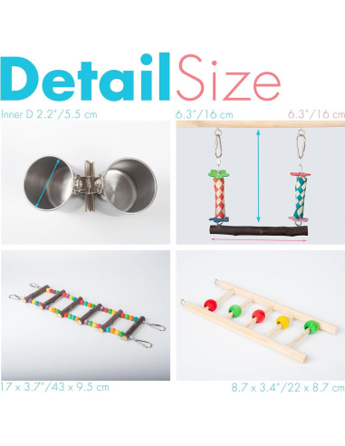 Parque para Aves Wondwo con Juguetes y Comedero 38x29x45cm