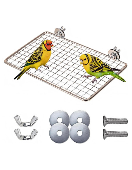 Plataforma para Periquitos RRQKMBO 20x15cm Acero Inoxidable