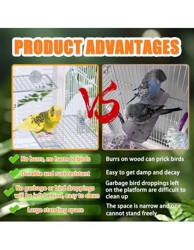 Plataforma para Periquitos RRQKMBO 20x15cm Acero Inoxidable