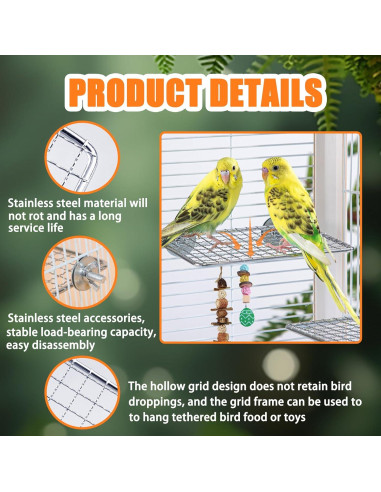 Plataforma para Periquitos RRQKMBO 20x15cm Acero Inoxidable