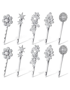 Horquillas Vintage Waydress 10 Pcs Rhinestone Plata 6-7.5 cm
