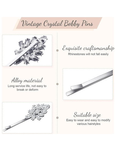 Horquillas Vintage Waydress 10 Pcs Rhinestone Plata 6-7.5 cm Horquillas Vintage Waydress 10 Pcs Rhinestone Plata 6-7.5 cm