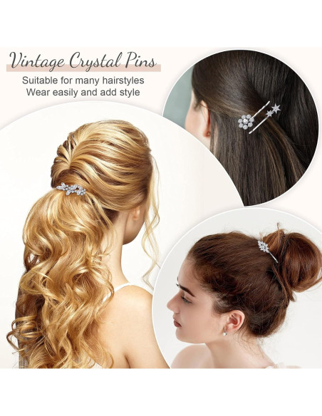 Horquillas Vintage Waydress 10 Pcs Rhinestone Plata 6-7.5 cm Horquillas Vintage Waydress 10 Pcs Rhinestone Plata 6-7.5 cm