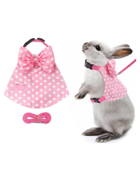 Arnés y Correa para Conejos Disfraz Lunares Rosa Talla M