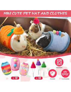 Ropa para Cobayas Cosblank 20 Pcs Disfraces y Sombreros XXS 2