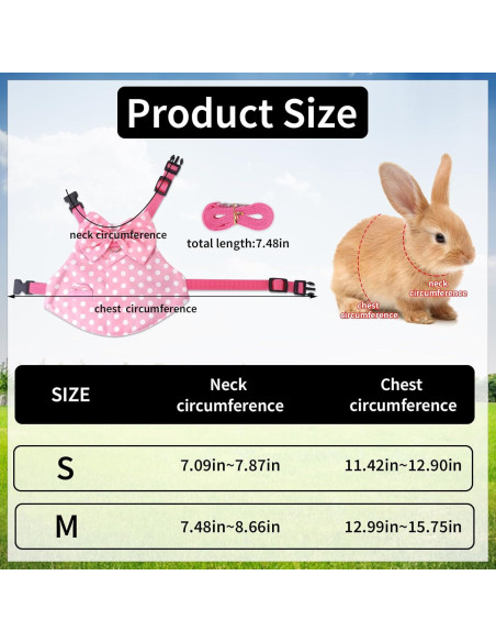 Arnés y Correa para Conejos Disfraz Lunares Rosa Talla M