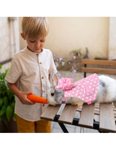 Arnés y Correa para Conejos Disfraz Lunares Rosa Talla M