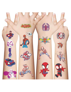 10 Hojas de Tatuajes Temporales Spiderman para Niños 6.6x11.9cm