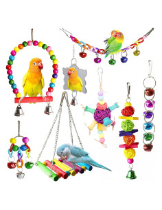 8 Juguetes para Periquitos y Cacatú - Accesorios de Jaula