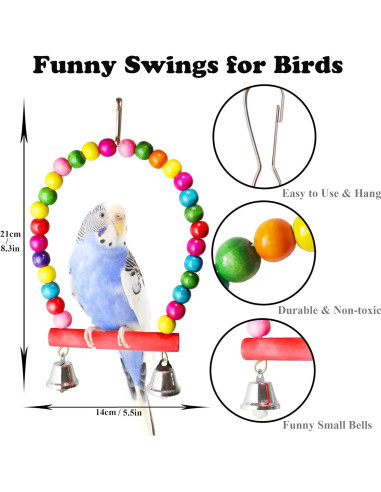 8 Juguetes para Periquitos y Cacatú - Accesorios de Jaula
