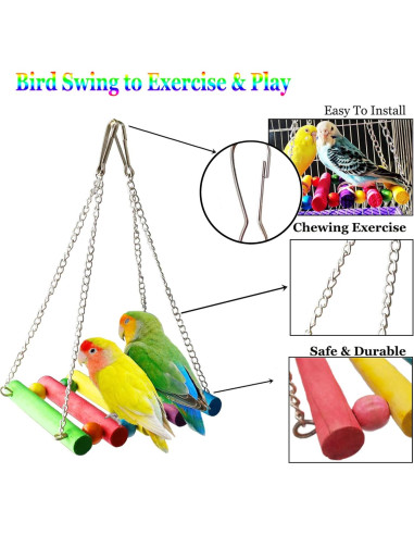 8 Juguetes para Periquitos y Cacatú - Accesorios de Jaula