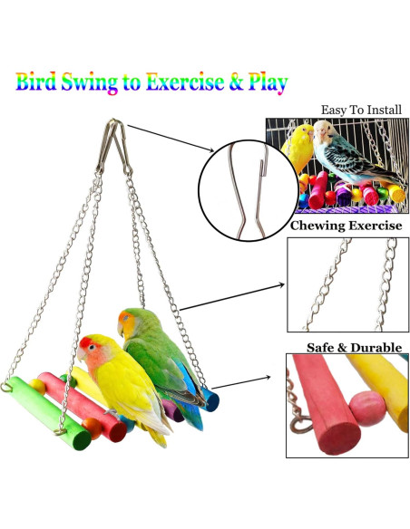 8 Juguetes para Periquitos y Cacatú - Accesorios de Jaula