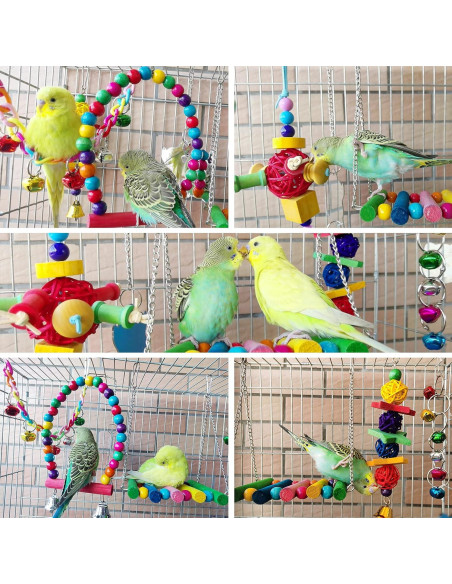 8 Juguetes para Periquitos y Cacatú - Accesorios de Jaula