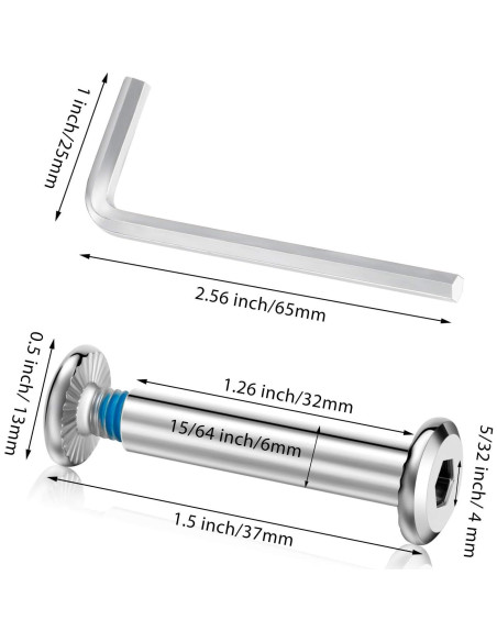20 Tornillos de Rueda de Patín Inline Hotop + 2 Herramientas