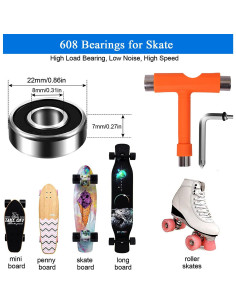 Kit de Herramientas para Skate FYANER con 10 Rodamientos 608RS 2