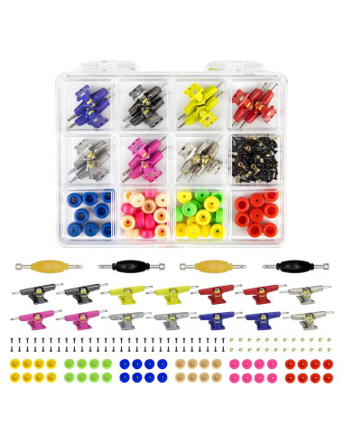 Kit de Piezas para Tabla de Skate DisplayMore 96mm - 14 Camiones Multicolores