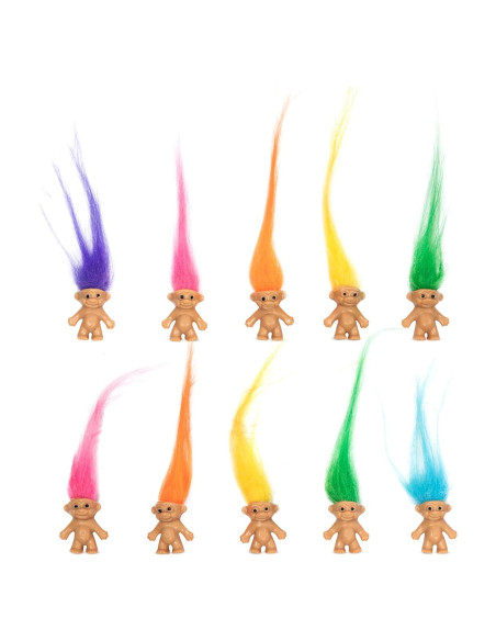 10 Muñecos Troll Miniatura Sparkle Pins - Decoración Pasteles