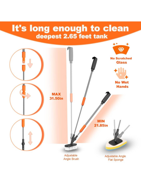 Kit de Limpieza de Acuario 7 en 1 SEAOURA con Mango Telescópico