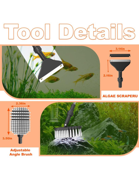 Kit de Limpieza de Acuario 7 en 1 SEAOURA con Mango Telescópico