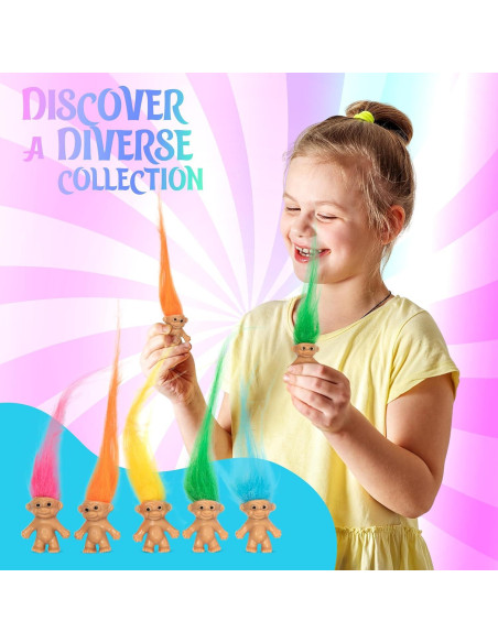 10 Muñecos Troll Miniatura Sparkle Pins - Decoración Pasteles