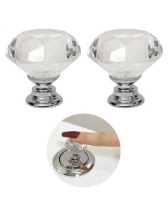Botón de Inodoro OHNAKON Cristal Diamante 3x3cm - 2 Pack