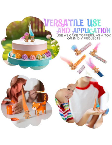10 Muñecos Troll Miniatura Sparkle Pins - Decoración Pasteles