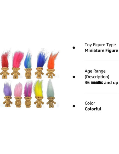 10 Muñecos Troll Vintage de PVC para Pasteles y Regalos