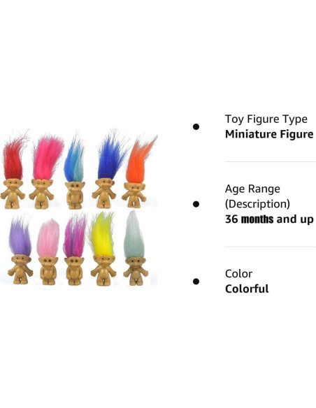 10 Muñecos Troll Vintage de PVC para Pasteles y Regalos