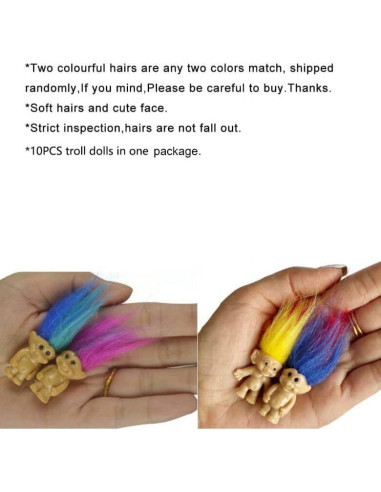 10 Muñecos Troll Vintage de PVC para Pasteles y Regalos