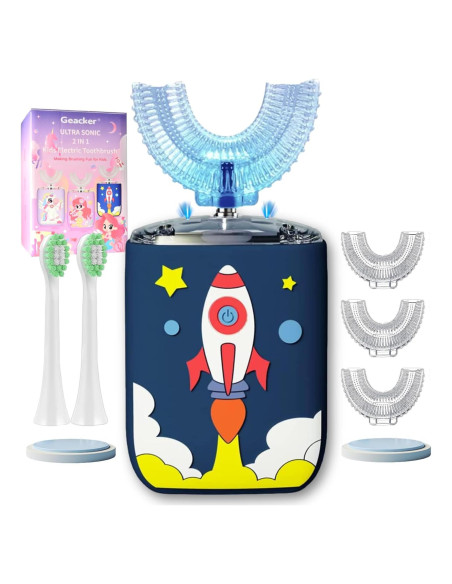 Cepillo de Dientes Eléctrico Geacker U para Niños 2-7 Años
