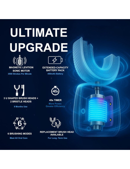 Cepillo de Dientes Eléctrico Geacker U para Niños 2-7 Años