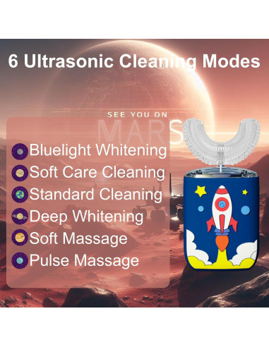 Cepillo de Dientes Eléctrico Geacker U para Niños 2-7 Años